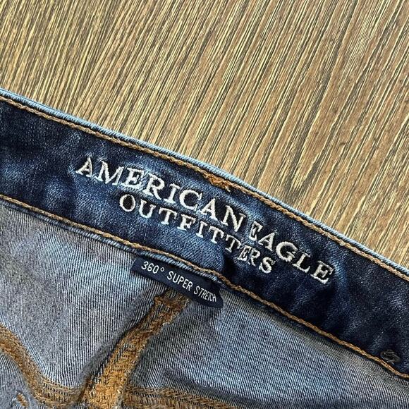 American Eagle Midi Shorts Mid Rise 360 Super Stretch Denim Dark Wash Size 6 - Picture 5 of 7